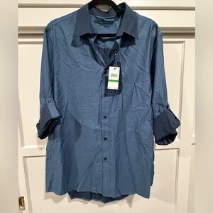 Brand new Perry Ellis Casual Blue Button-Down Shirt with tags